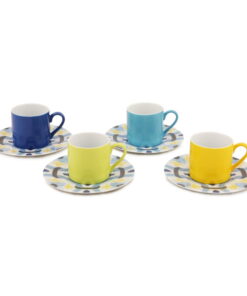 Geometric 4 db csésze csészealjakkal, 90 ml - Kütahya Porselen