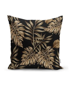 Golden Leafes With Black BG párnahuzat, 45 x 45 cm - Minimalist Cushion Covers