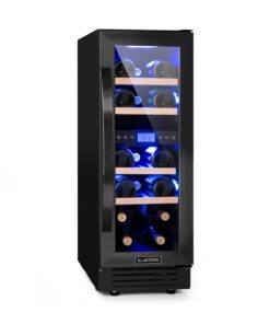 Klarstein Vinovilla 17 Built-in Duo Onyx Edition, kétzónás borhűtő, 53 liter, 17 palack, 3 színű LED világítás, üvegajtó