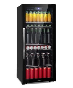Klarstein Beersafe 7XL, hűtőszekrény, 242 liter, 5 polc, panoráma üvegajtó, rozsdamentes acél