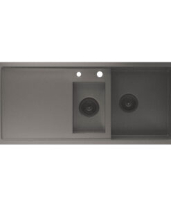 Klarstein TitanSteel konyhai mosogató lefolyóval, 100 x 45 cm, 2 mosogató, rozsdamentes acél, hőálló