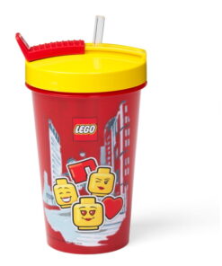 Iconic piros pohár sárga fedéllel és szívószállal, 500 ml - LEGO®