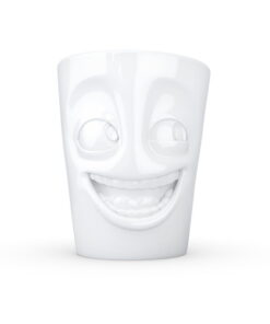 Fehér 'vigyorgó' porceláncsésze füllel, 350 ml - 58products