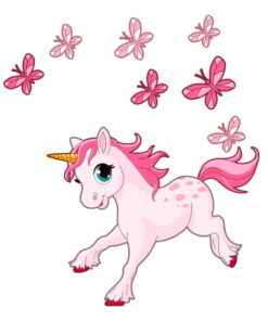 Pink Unicorns and Papillons gyerek falmatrica - Ambiance