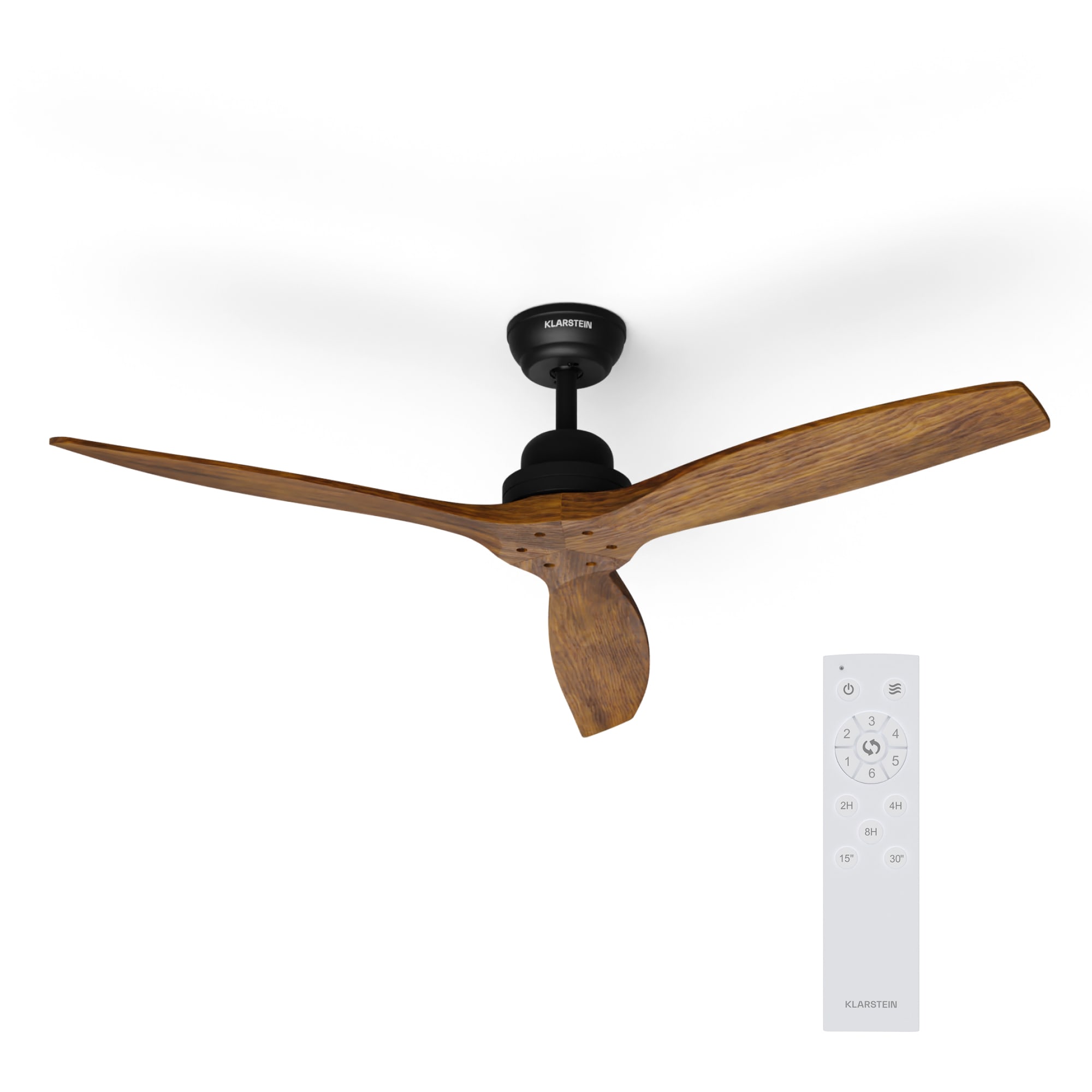 Klarstein Santa Elena 52", Ø 132 cm mennyezeti ventilátor, 9 060 m³/ó, valódi fa lapátok, 6 sebesség beállítás, távirányító