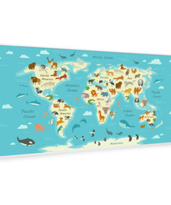 Klarstein Wonderwall Air Art Smart, infravörös hősugárzó, 120 x 60 cm, 700 W, térkép állatokkal