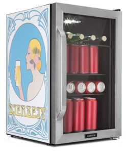 Klarstein Beersafe 70 Bierzeit Edition, hűtőszekrény, 70 liter, 3 polc, panoráma üvegajtó, rozsdamentes acél