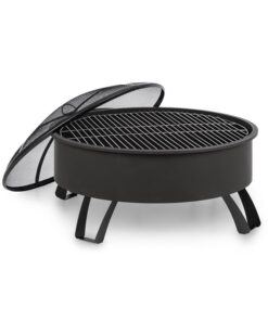 Blumfeldt Oreos, 2 az 1-ben tűzrakó tál és grillező, Ø 75 cm, szikrafogó, Ø 68 cm grill, acél, fekete