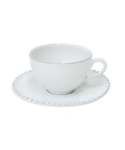 Pearl fehér agyagkerámia csésze csészealjjal, 250 ml - Costa Nova
