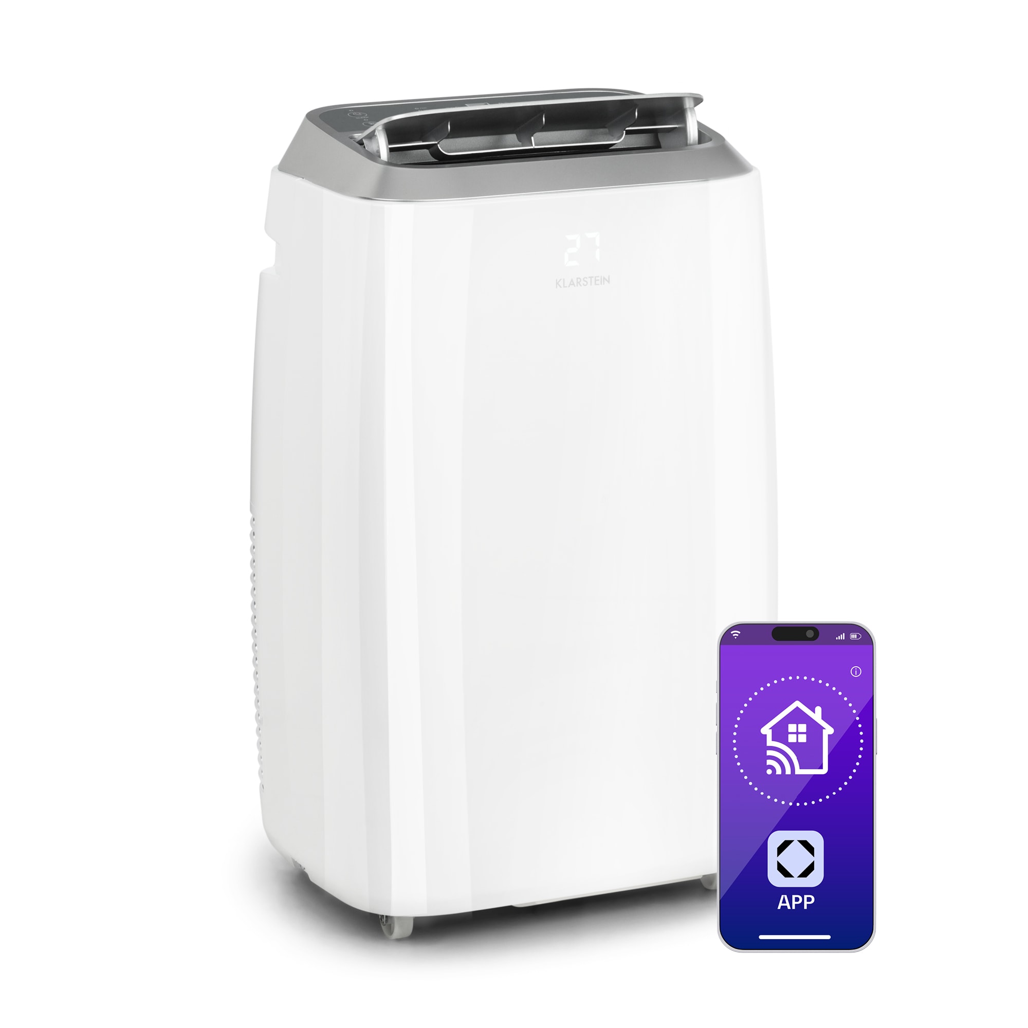Klarstein Iceblock Smart 12K, mobil klíma, 3 az 1-ben, 12.000 BTU, irányítás alkalmazás által , fehér