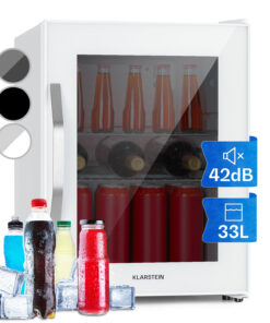 Klarstein Beersafe M Quartz, hűtőszekrény, 33 liter, 2 polc, panoráma üvegajtó