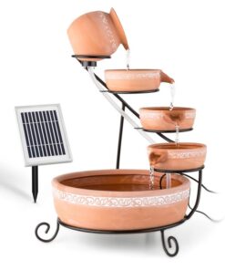 Blumfeldt Empoli kaszkádfürdő terrakotta 5 fokozat 200 l/h napelem 2W LED