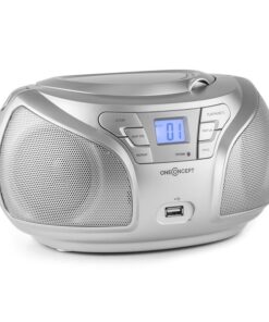 OneConcept Groovie RD boombox, bluetooth, CD, FM, AUX, MP3, ezüst