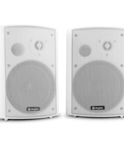 Skytec 120W, kétutas hangfalpár, rögzítő kar, fehér