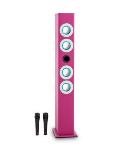 OneConcept Tallgirl karaoke hangfal, bluetooth, USB, SD, MP3, FM, AUX, 2 mikrofon