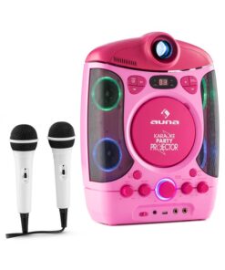 Auna Kara Projectura karaoke rendszer projektorral, LED fény show, rózsaszín