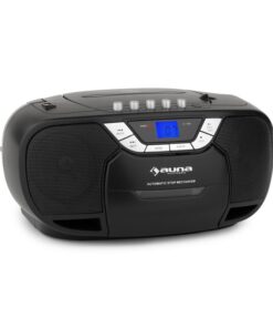Auna Beeboy Boom Box, fekete, boombox, hordozható rádió, CD/MP3 lejátszó, kazettás lejátszó