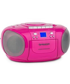 Auna BoomGirl Boom Box, rózsaszín, boombox, hordozható rádió, CD/MP3 lejátszó, kazettás lejátszó