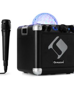 Auna BC-10 karaoke rendszer, LED fény, bluetooth, akkumulátor, USB, AUX-IN, fekete