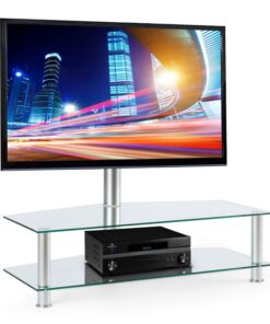 Electronic-Star FAVS19 TV asztal állvánnyal, 37-50 col, két üveges emelet, ezüst