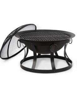 Blumfeldt Pentos, 2 az 1-ben tűzrakóhely és grill, Ø 73 cm, szikrák elleni védelem, Ø 60 cm grill, fekete