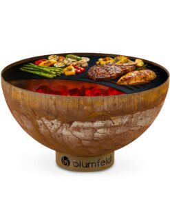 Blumfeldt Savage, tűzrakóhely grillel, Ø 60.5 cm, acél, védőfedél, rozsdás hatás
