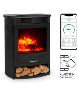 Klarstein Bormio S Smart, elektromos kandalló, 900/1800 W, termosztát, heti időzítő, fekete