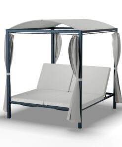 Blumfeldt Eremitage Double XL napozóágy napellenzővel | 2 személyes | acélkeret | időjárásálló