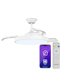Klarstein AirFold | Okos mennyezeti ventilátor | Behúzható lapátok | Fényerőszabályzós LED világítás | Smart