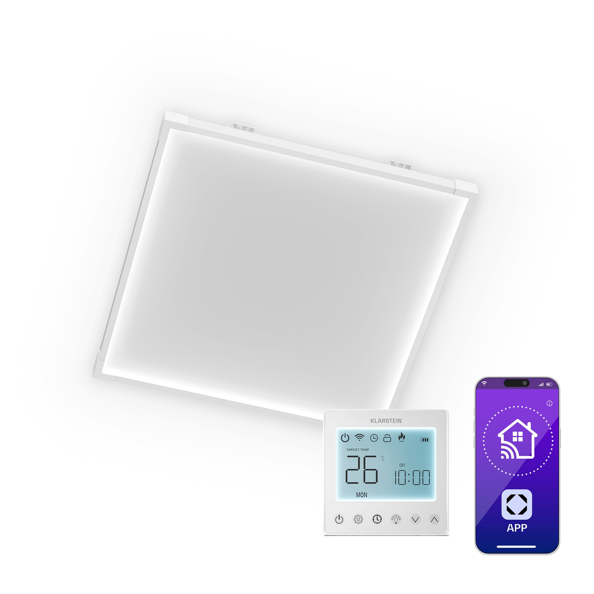 Klarstein Wondersky infravörös panel | 360 W | 4 - 8 m² | Minimalista dizájn | 60 cm x 60 cm